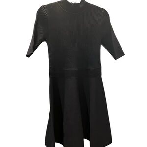 Ted Baker Black Sheath Dress Mock Neck Short Sleeve Size 4